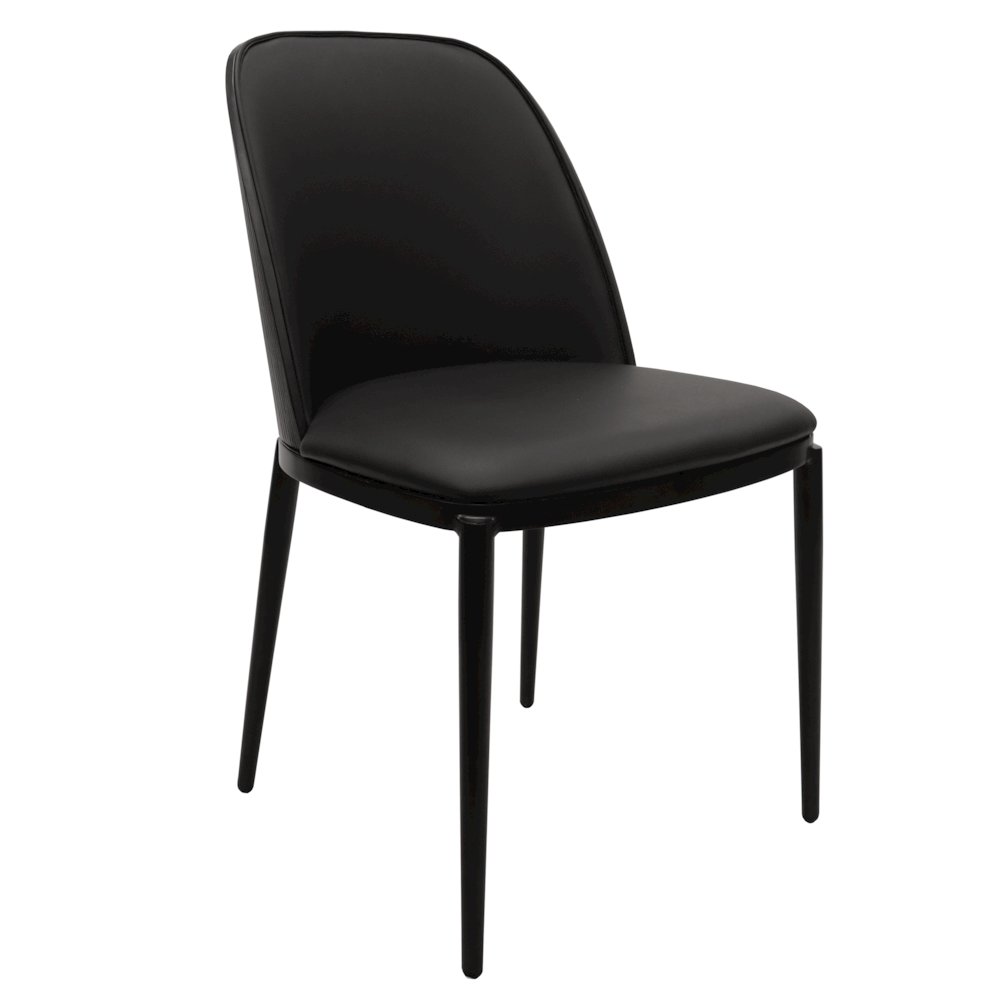 Tule Collection Dining Chair, Black Frame With Black Leather. Picture 9