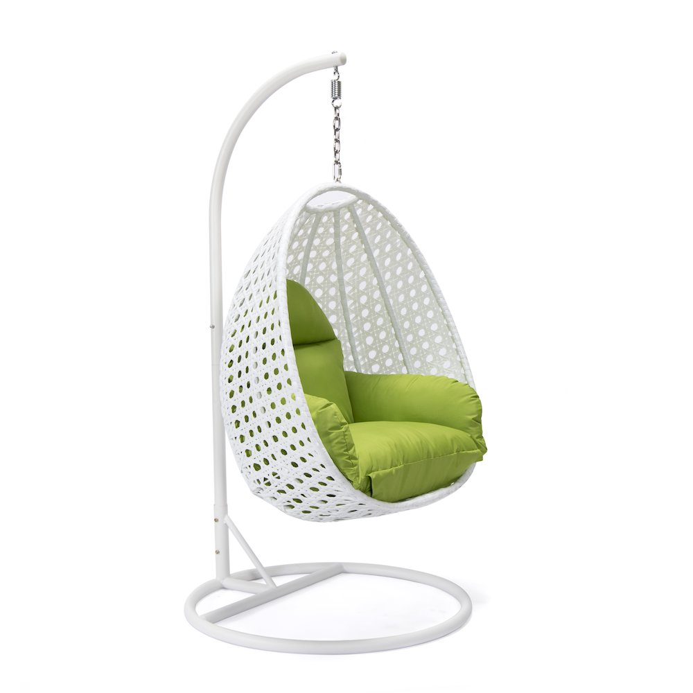White Wicker Hanging Egg Swing Chair. Picture 1