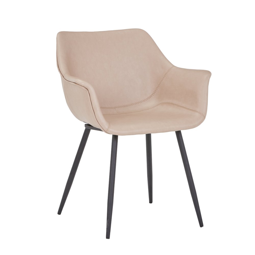 Markley Modern Leather Dining Arm Chair in Taupe. Picture 7