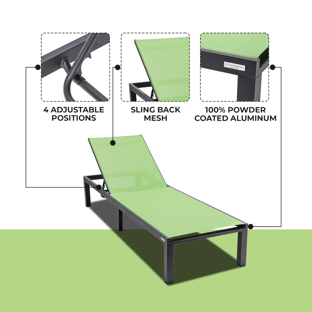 Marlin Patio Chaise Lounge Chair With Black Aluminum Frame. Picture 2