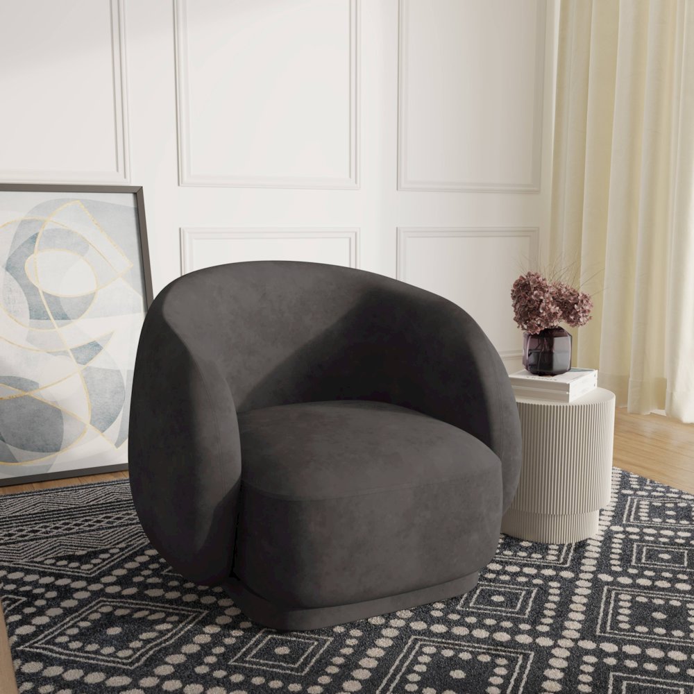 Faze Collection Modern Single Seater Sofa in Light Grey Velvet. Picture 8