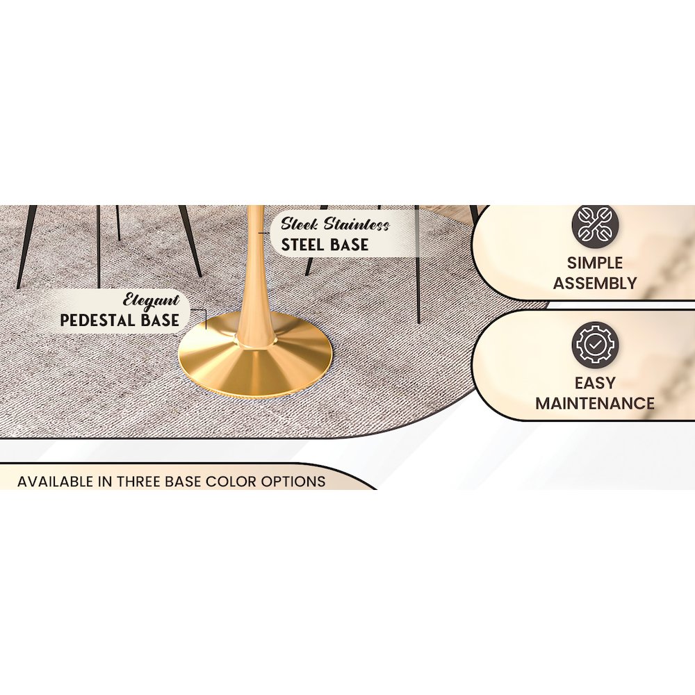 Bristol 27" round dining table Gold Base With Black Top. Picture 12