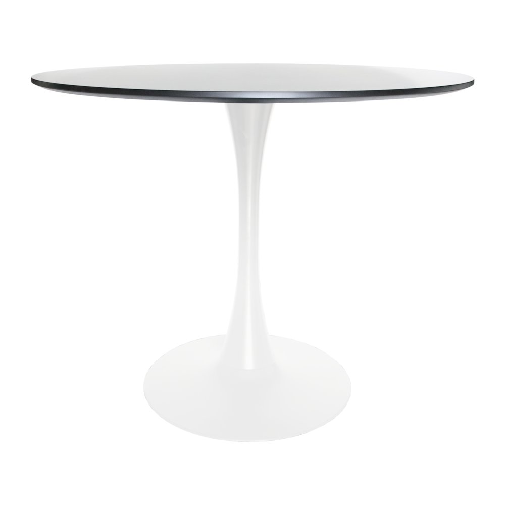 5-Piece Dining Set 35" Round Dining Table in Chrome - Transparent Red. Picture 10