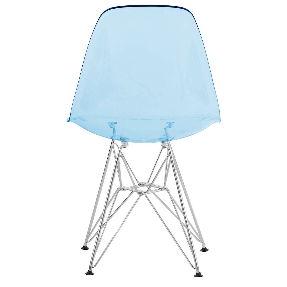 5-Piece Dining Set 35" Round Dining Table in Chrome - Transparent Blue. Picture 6