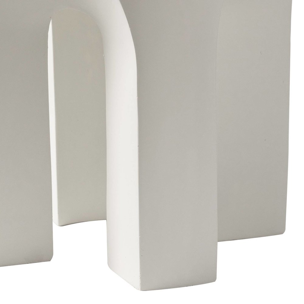 Crus Collection Fiberglass Outdoor Side Table in White. Picture 12