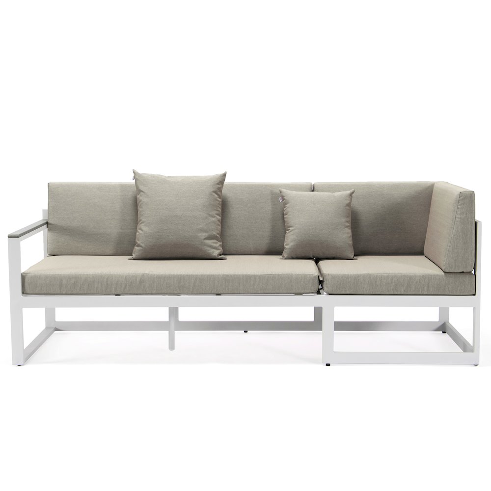 Chelsea White Sectional With Adjustable Headrest & Coffee Table With Cushions. Picture 8