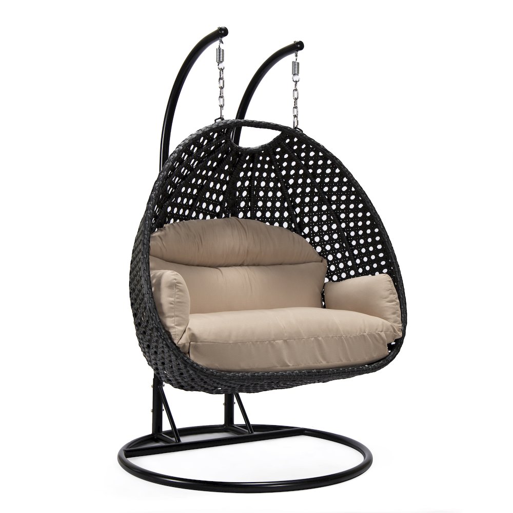 Mendoza Charcoal Wicker Hanging 2 person Egg Swing Chair. Picture 1