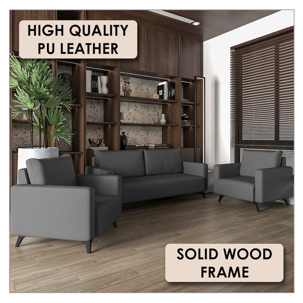 Inno Collection Sofa Set, 2 Single Seaters, and 3 seater In Grey. Picture 3