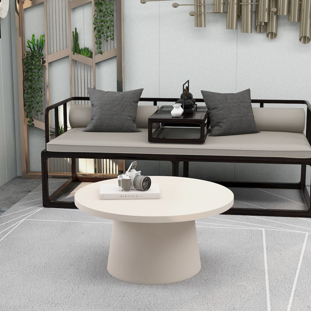 Dune Collection Fiberglass Outdoor Coffee Table In Grey. Picture 26