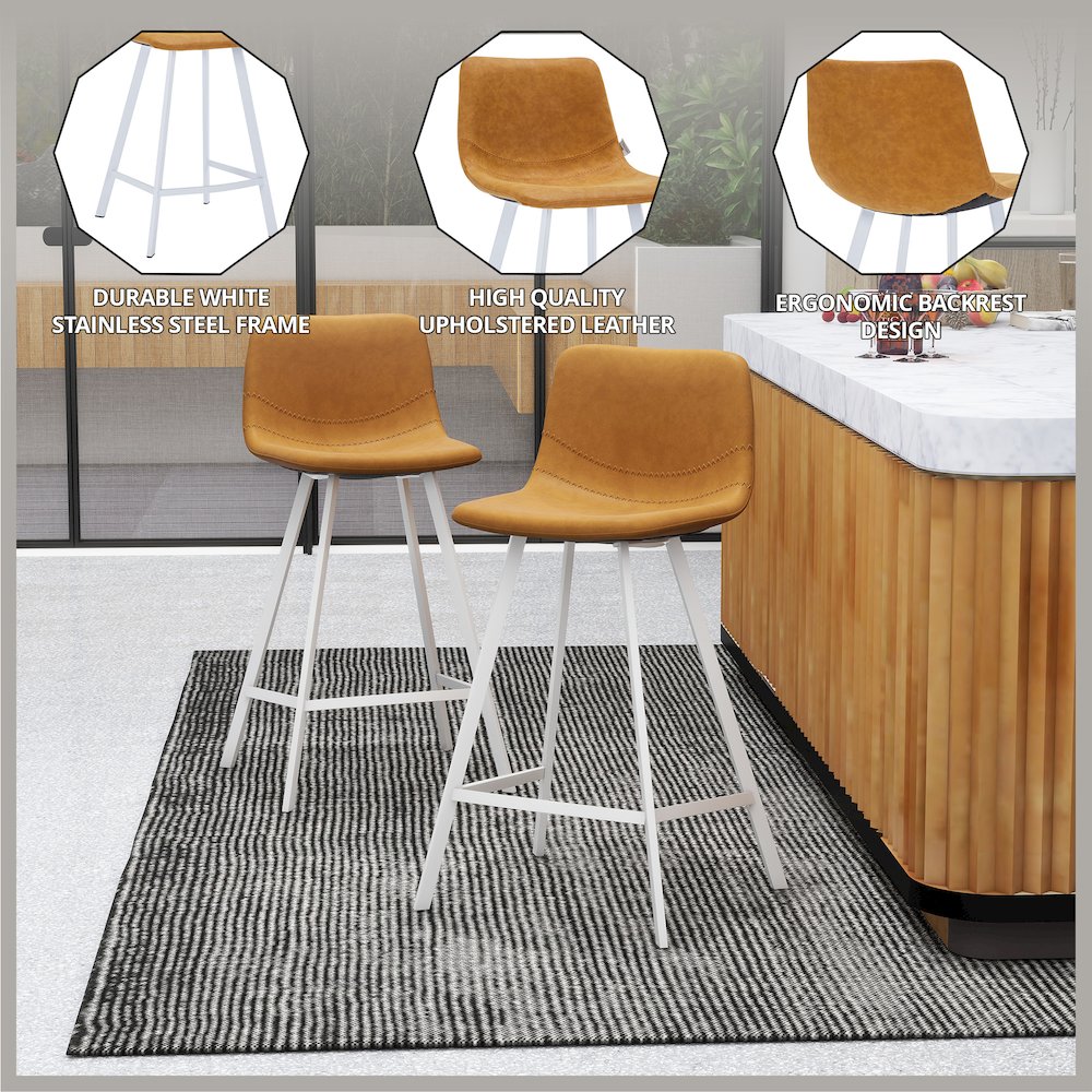 Elland - Counter stool -Light Brown-White base. Picture 3