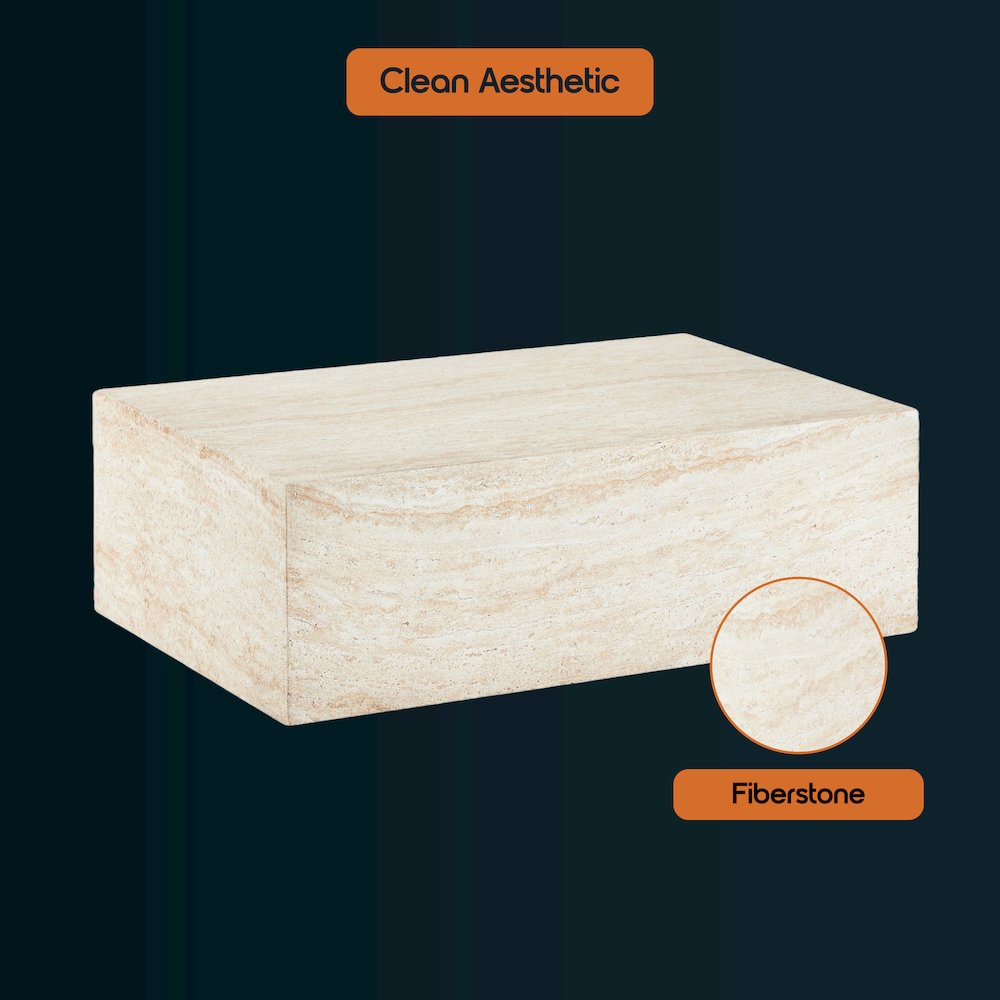 Maya Collection Outdoor/Indoor Coffee Table in Travertine. Picture 2
