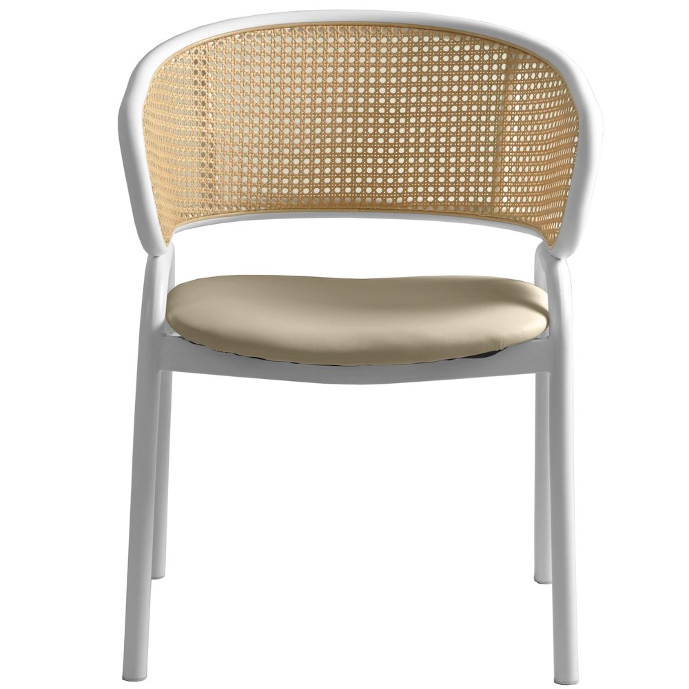 Ervilla - Dining Chair - White frame in Taupe Leather Set of 2. Picture 8