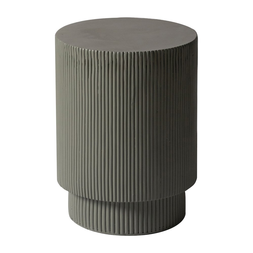 Eden Collection Fiberglass Outdoor Side Table in Grey. Picture 17