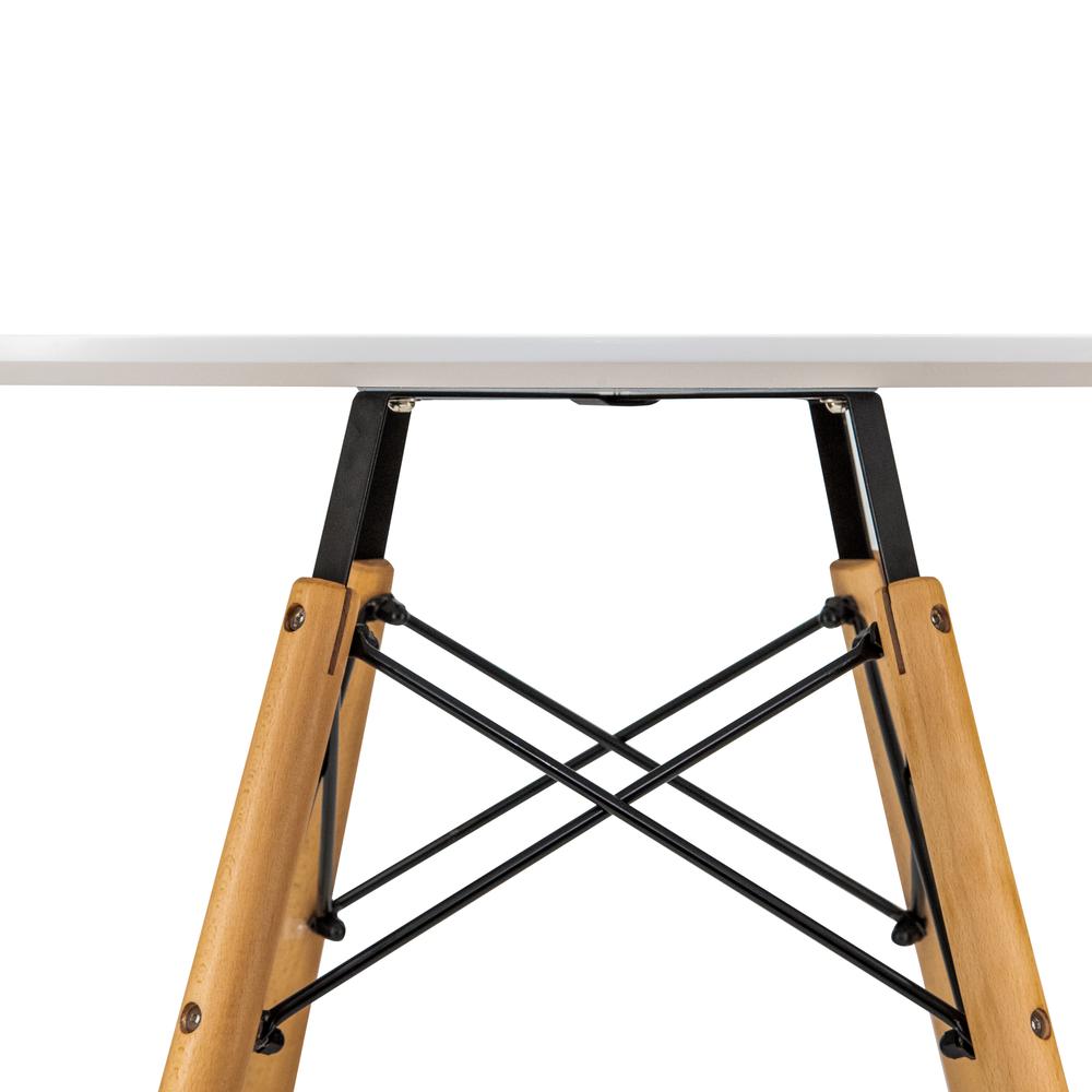 Dover Round Bistro Wood Top Dining Table W/ Natural Wood Eiffel Base. Picture 3