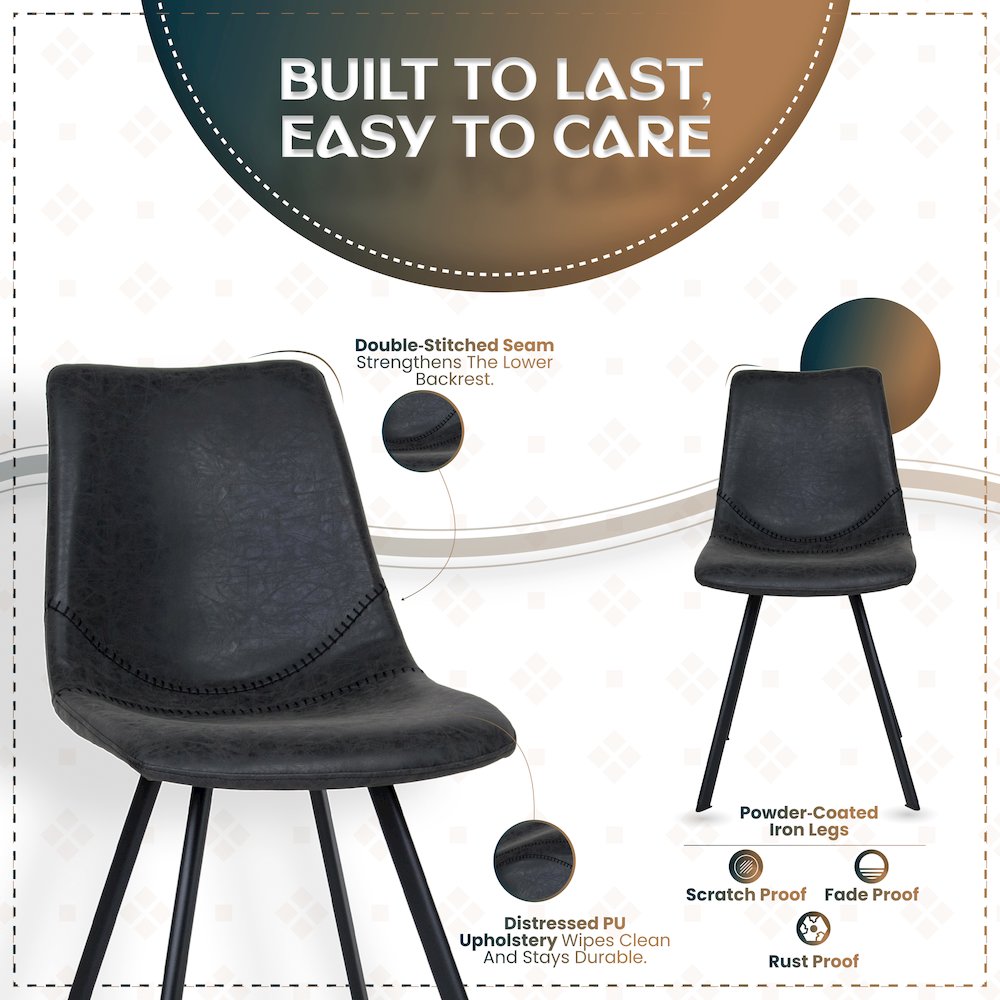 Markley Modern Leather Dining Chair With Metal Legs. Picture 16