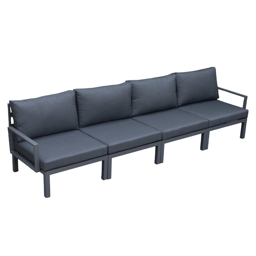 Hamilton Aluminum Patio 4-Seater Sofa With Cushions in Black. Picture 2
