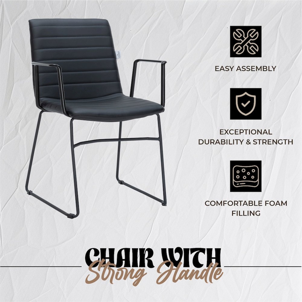 Zylar Series Office Guest Arm Chair in Black Leather. Picture 14
