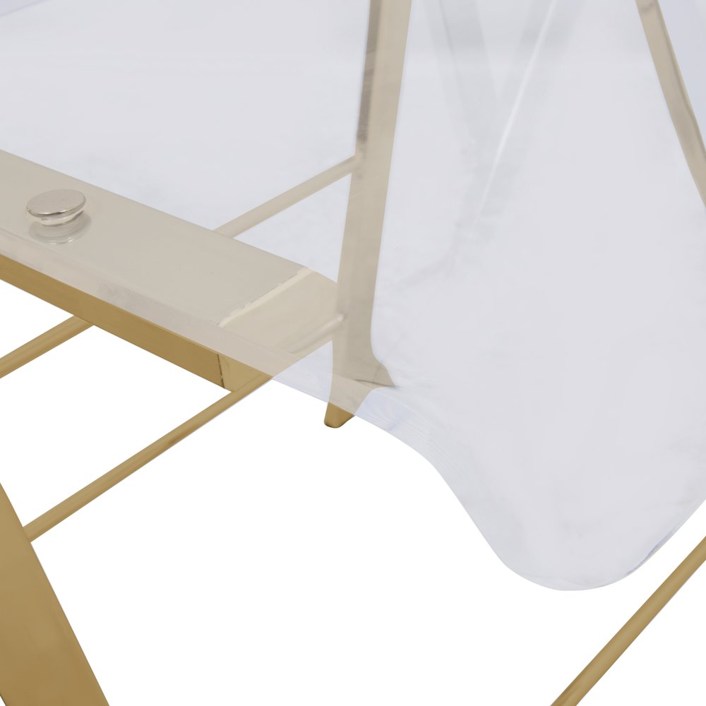 Menno Modern Acrylic Gold Base Folding Chair. Picture 9