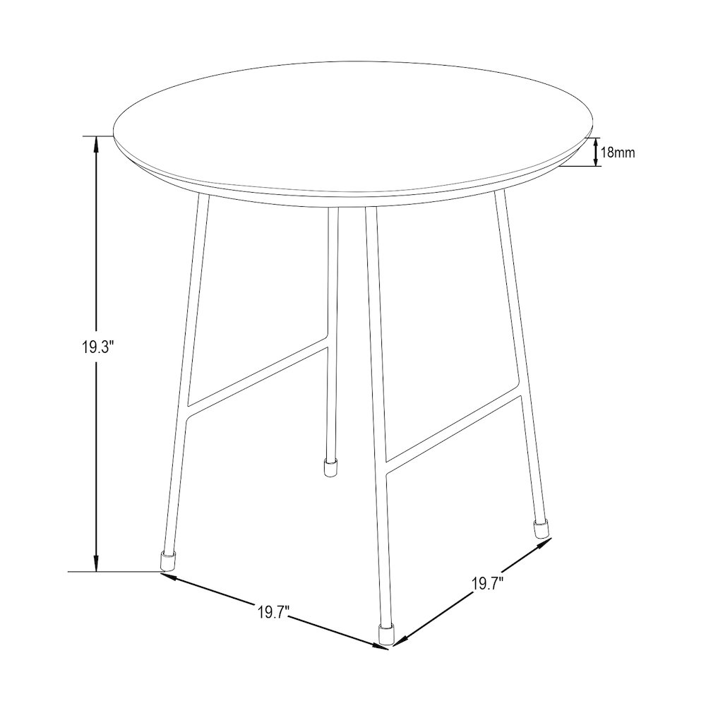Rossmore Mid Century Modern Round Side Table With White Steel Frame. Picture 14