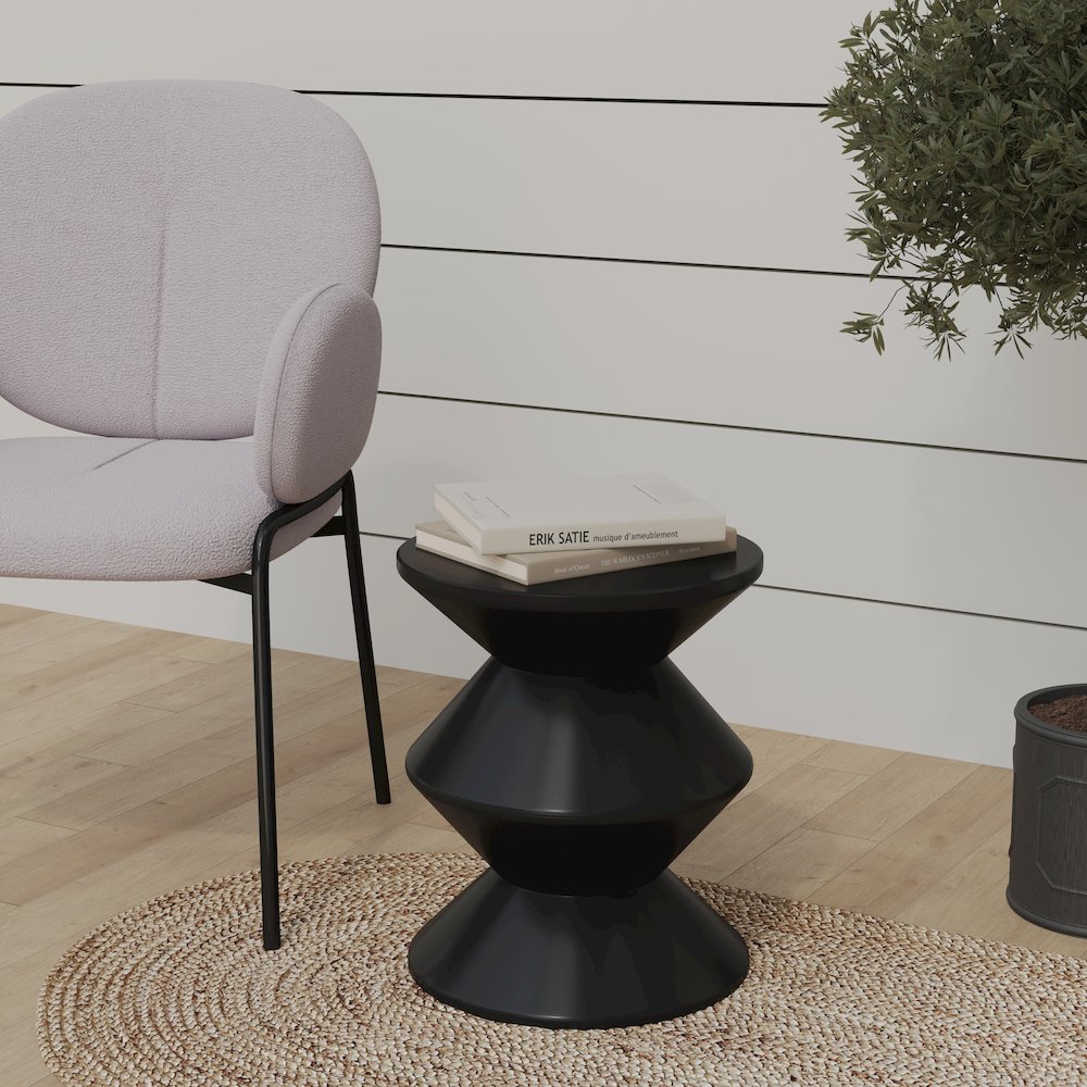Aura Modern Plastic Side End Table, Indoor/Outdoor Use, Black. Picture 10