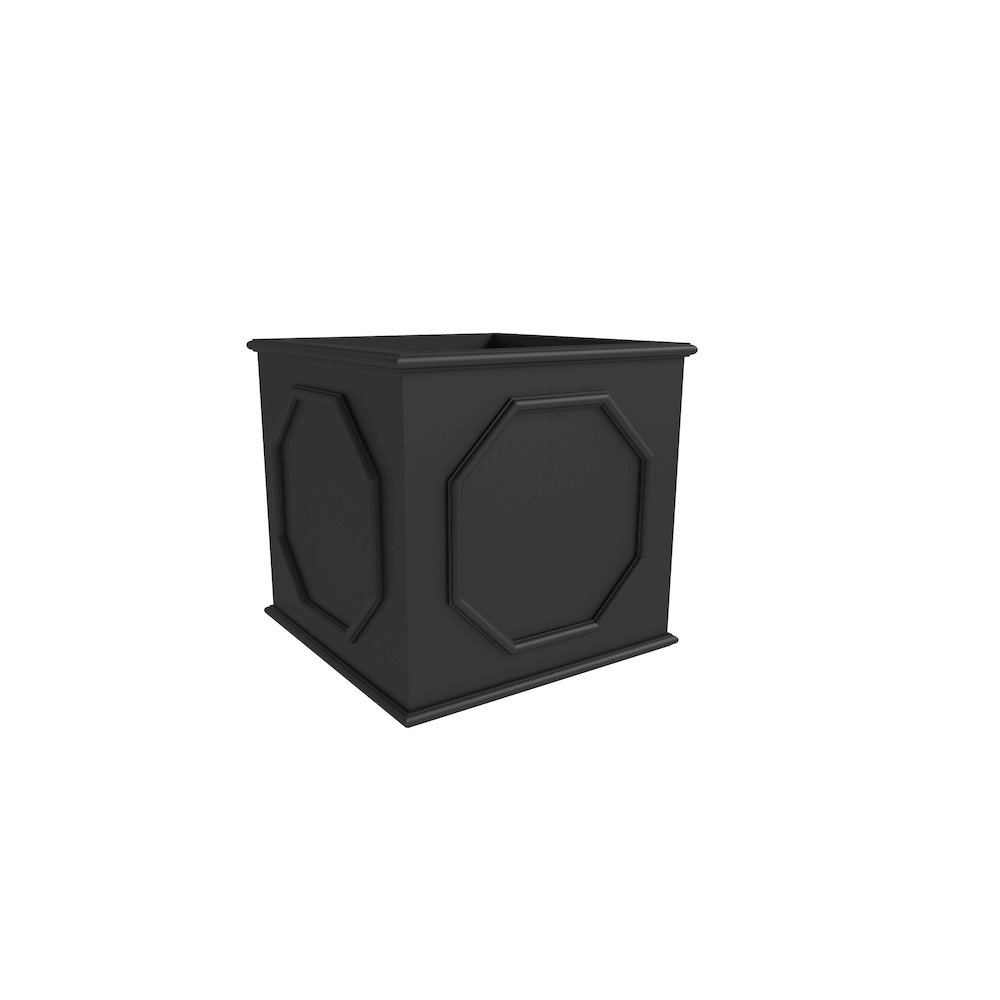 Sprout Series Cubic Fiber Stone Planter in Black 12.6 Cube. Picture 2