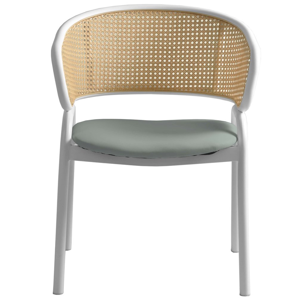 Ervilla - Dining Chair - White frame in Grey Leather Set of 2. Picture 8