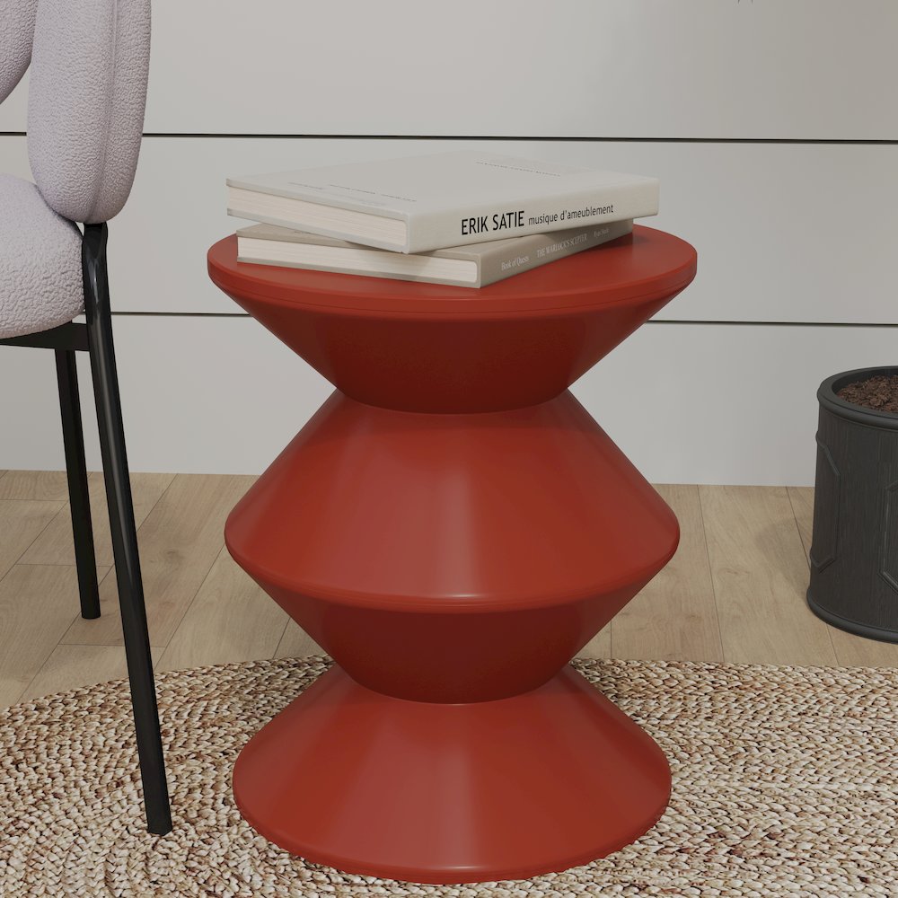 Aura Modern Plastic Side End Table, Indoor/Outdoor Use, Brown. Picture 7