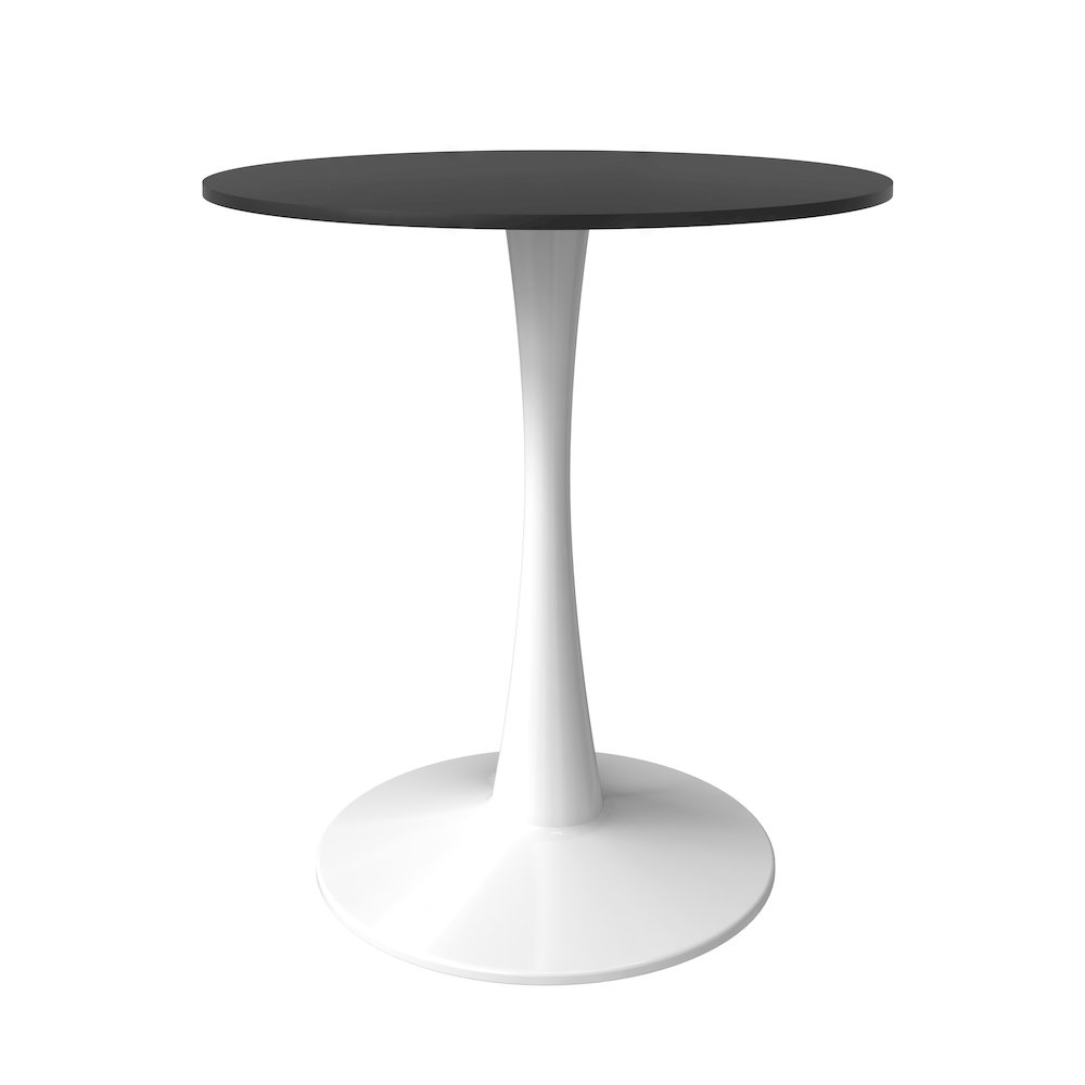 Leisyremod Bristol 24" Round Dining Table White base with Black top. Picture 2