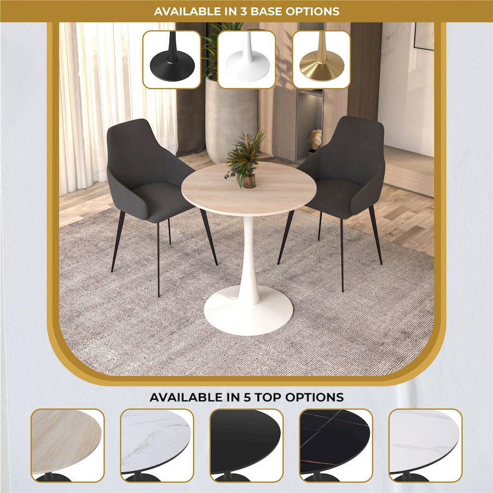 Bristol 24" round dining table White base with marbled MDF top. Picture 10