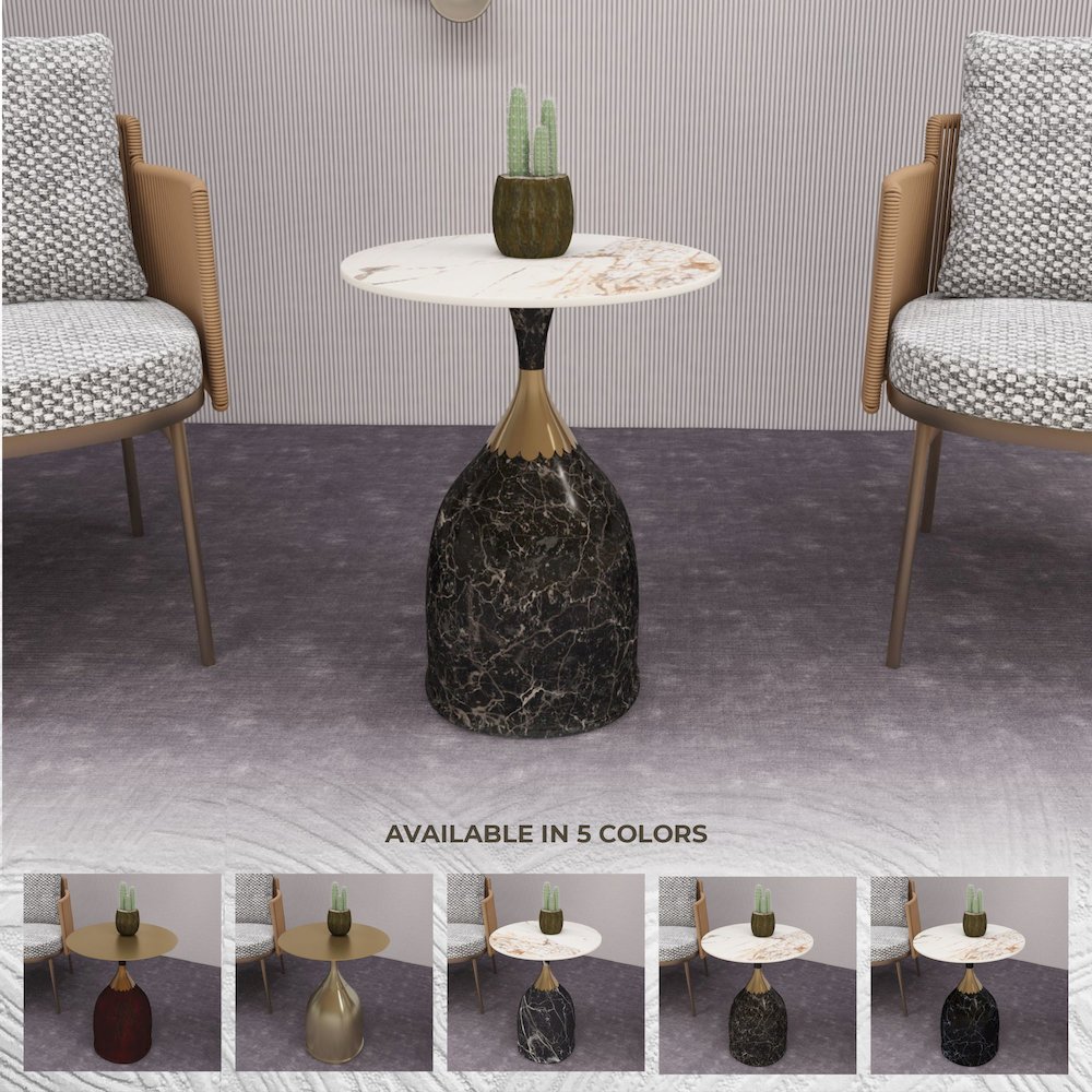 Oslo Collection Modern End Table In Marbled Brown. Picture 38