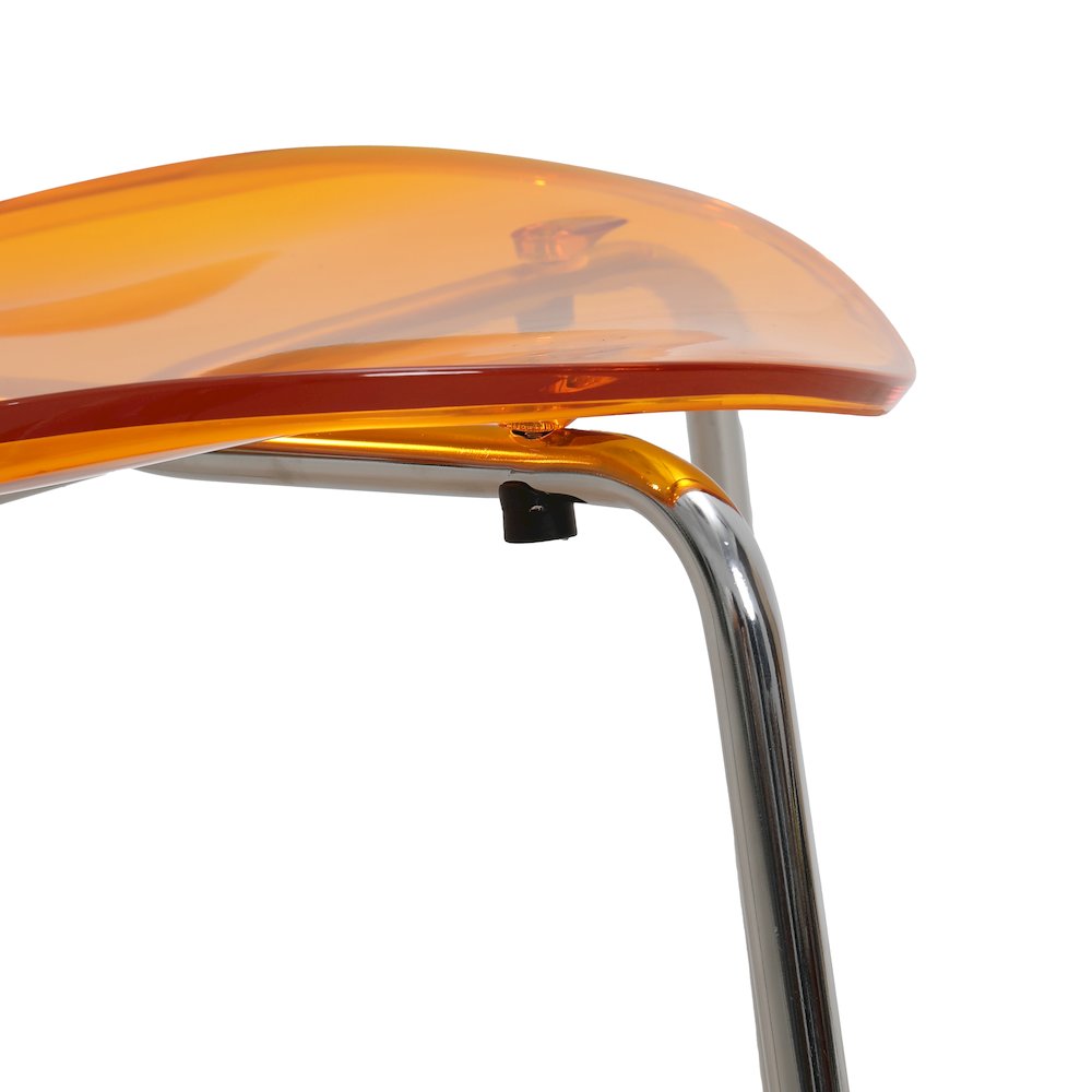 Modern Oyster Side Chair in Transparent Orange with Chromed Base Set of 2. Picture 11