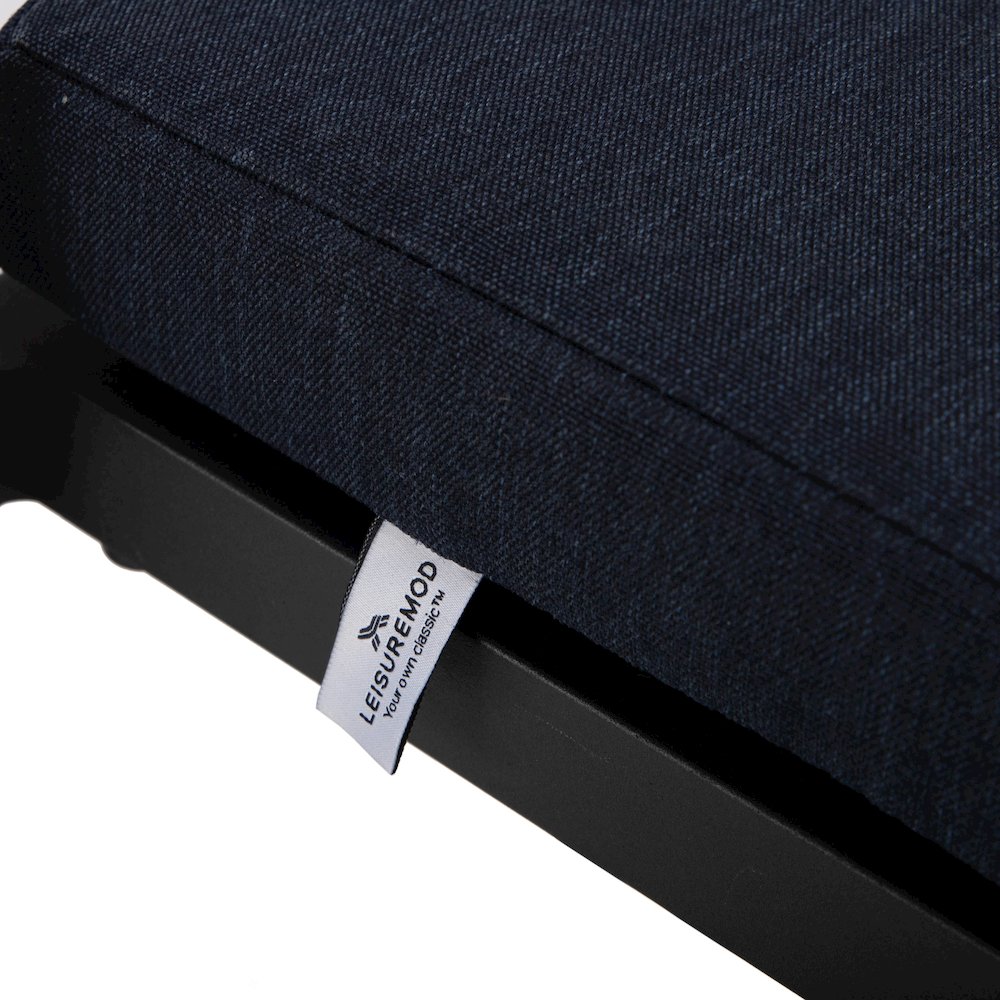 Chelsea Collection Modern Aluminum Chair in black with Blue Cushions - Set of 2. Picture 32