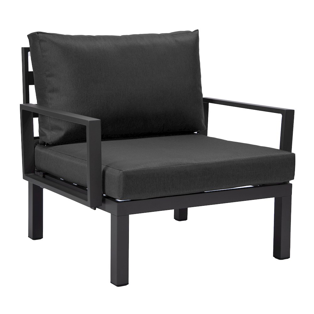 Hamilton Aluminum Patio Armchairs With Cushions Set of 2 in Black. Picture 7