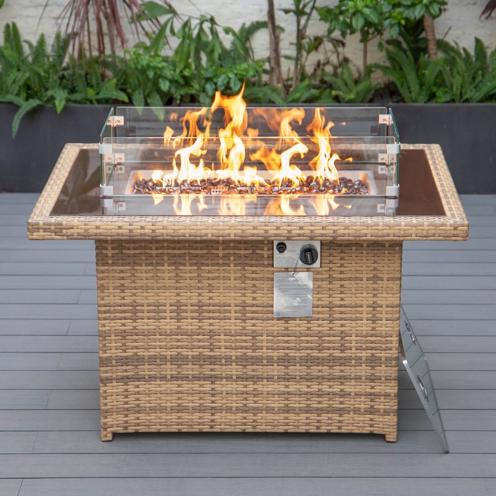 Mace Wicker Patio Modern Propane Fire Pit Table. Picture 1