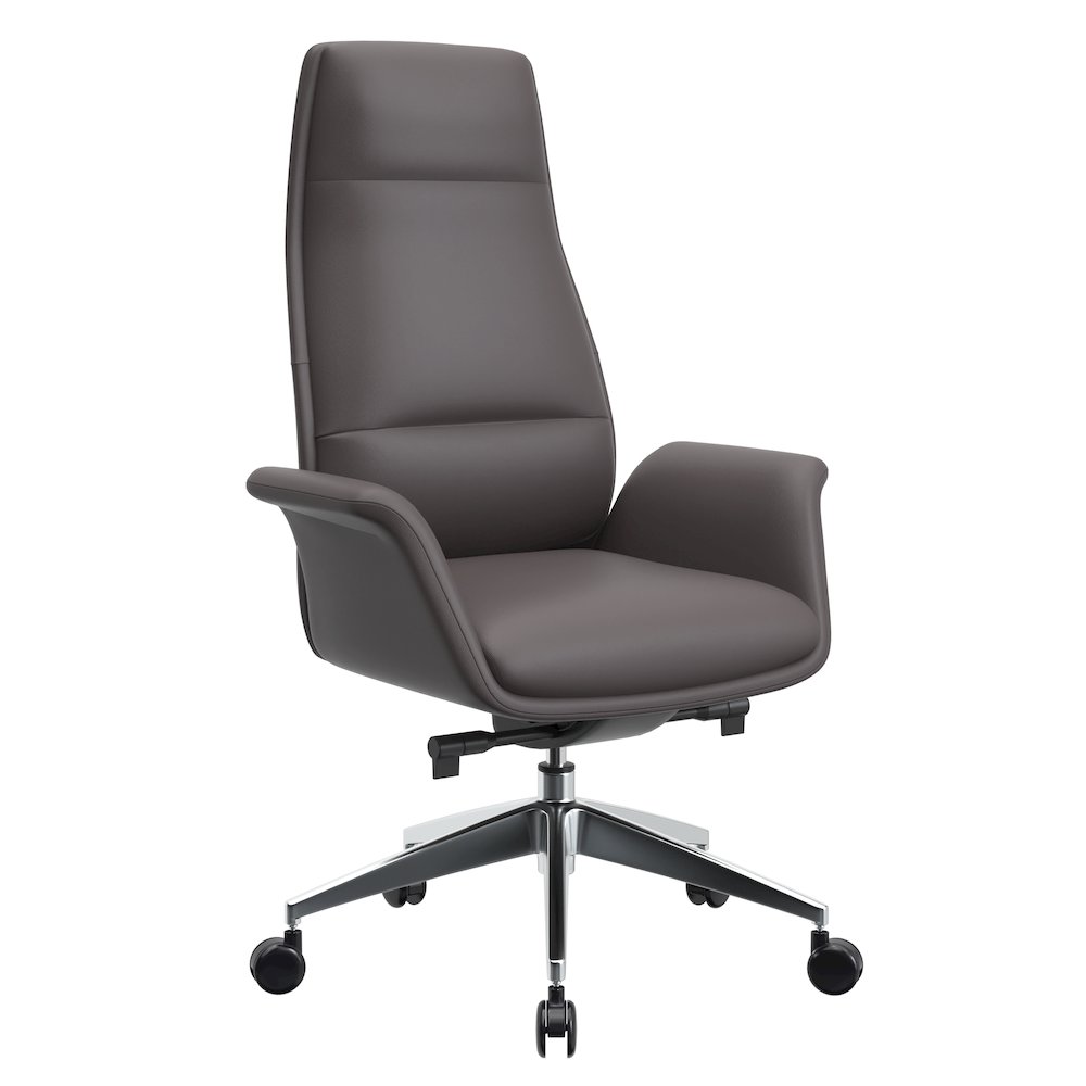 Summit Series Tall Office Chair In Grey Leather. Picture 1