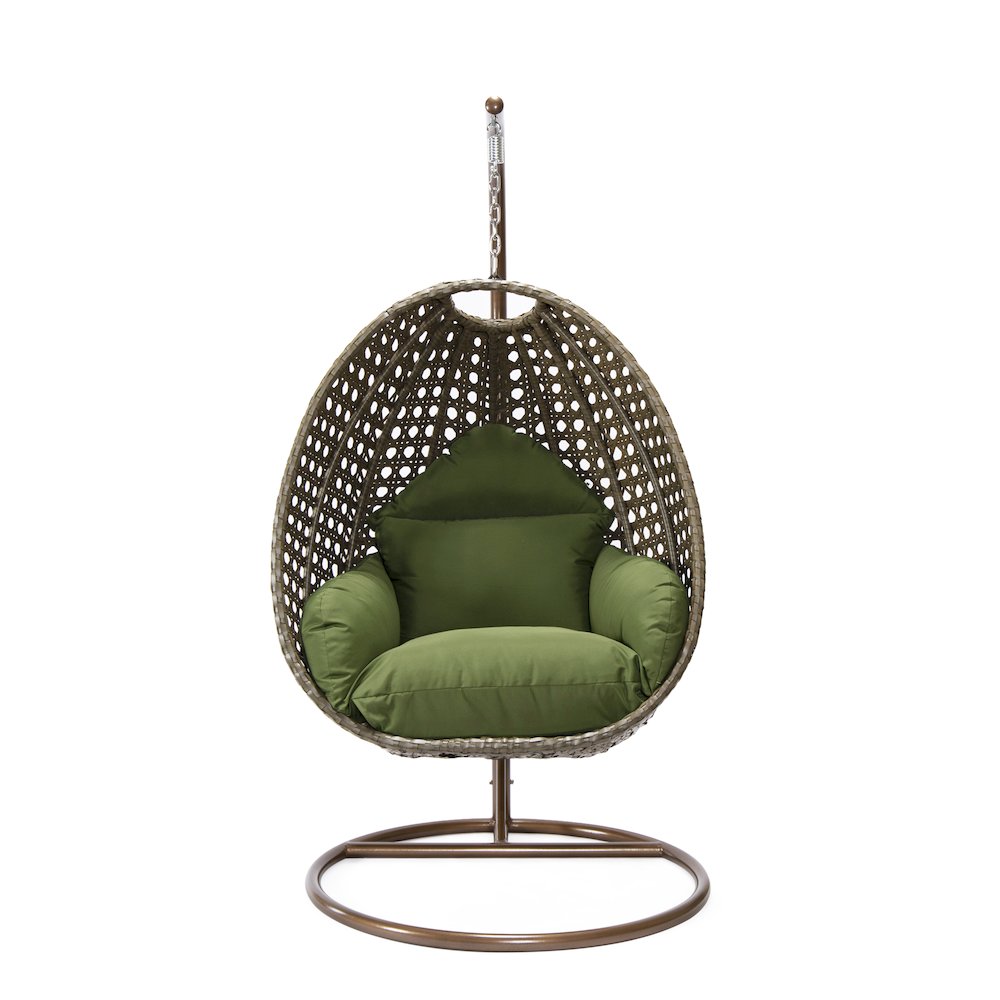 Beige Wicker Hanging Egg Swing Chair. Picture 3