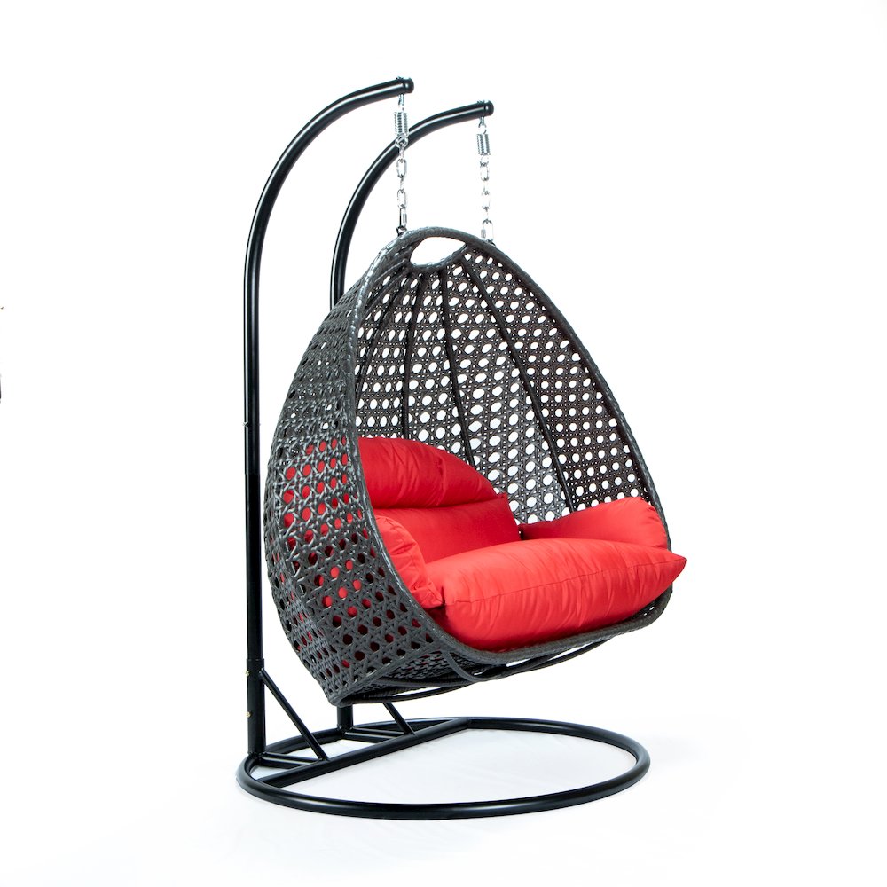 Charcoal Wicker Hanging 2 person Egg Swing Chair. Picture 2