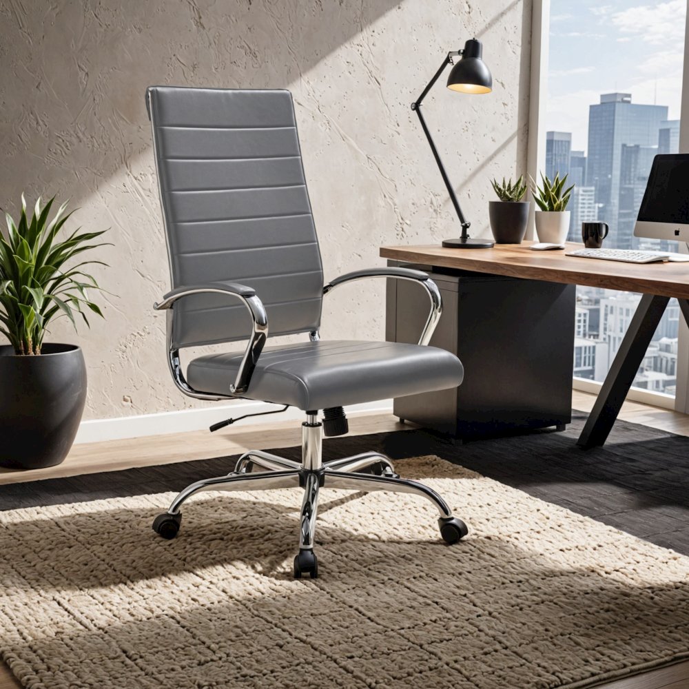 Benmar High-Back Leather Office Chair. Picture 35