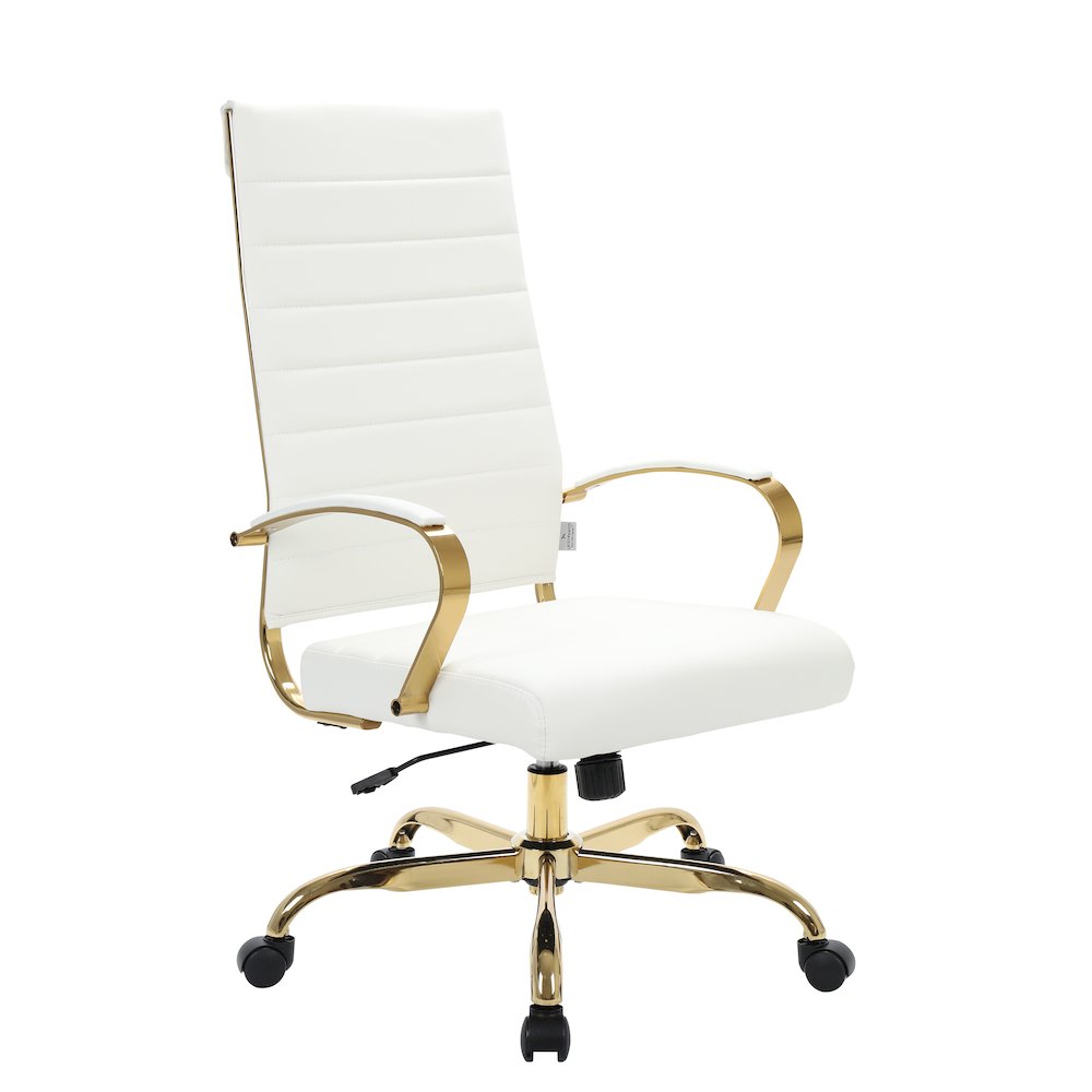 Benmar High-Back Leather Office Chair With Gold Frame. Picture 4