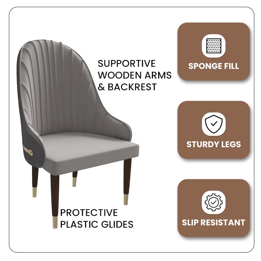 Elara Collection Wooden Dining Chair in Two-Tone Grey Set of 2. Picture 4
