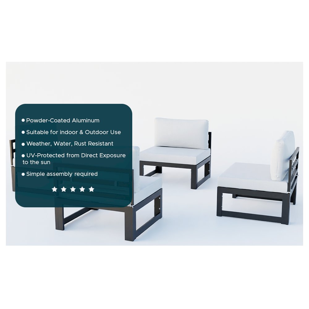 Chelsea 4-Piece Middle Patio Chairs Black Aluminum With Cushions. Picture 4