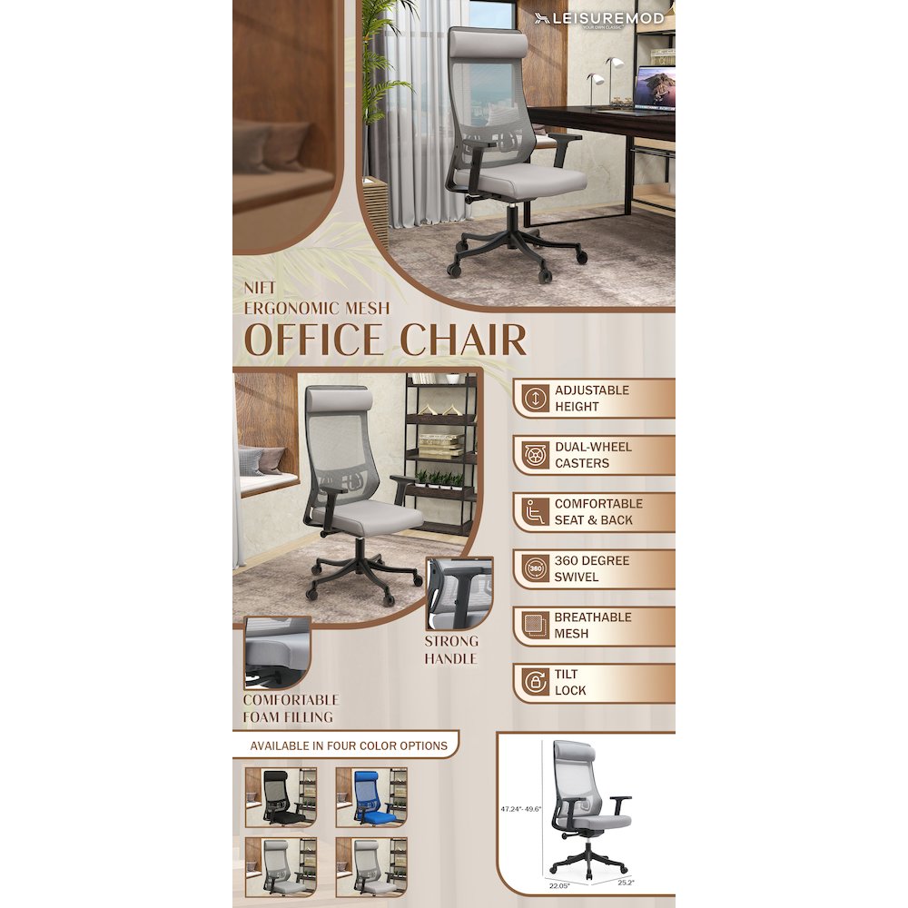 Office Dale Series Office Task Chair In Light Grey. Picture 23