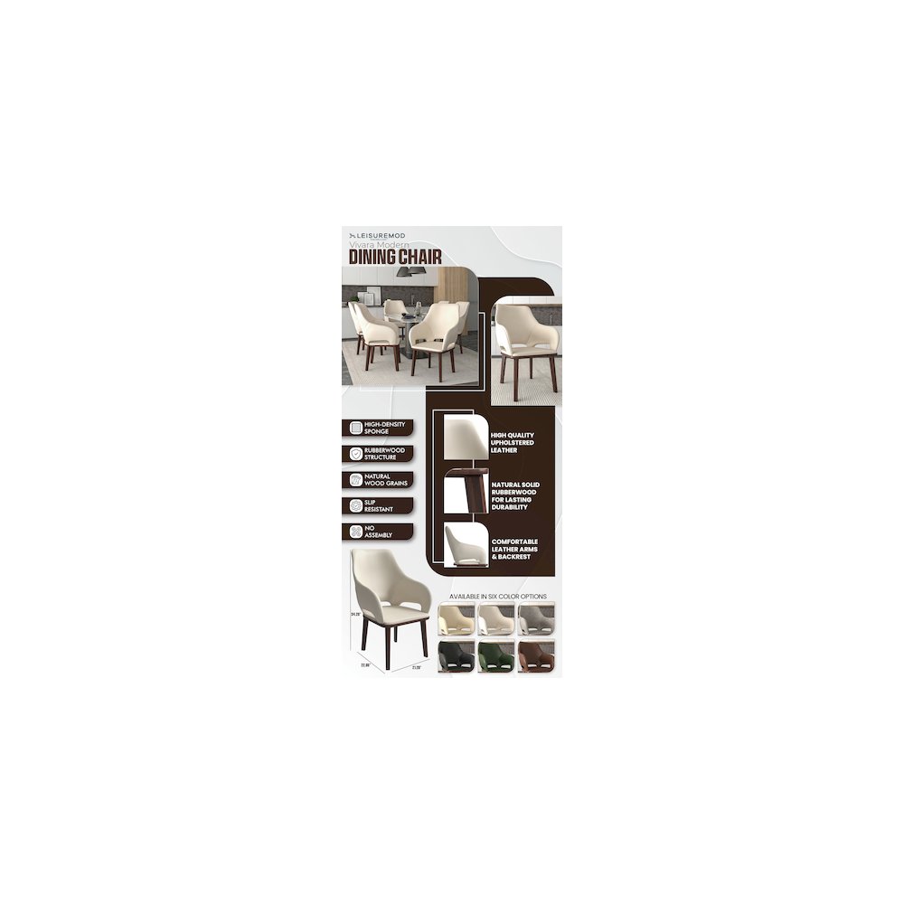 Vivara Collection Modern Dining Chair in Light Taupe Set of 2. Picture 27
