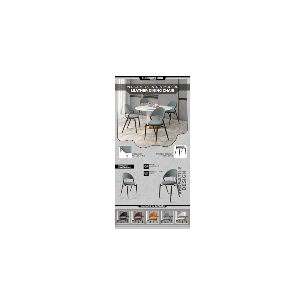 Venice Collection Modern Dining Chair In Black set of 4 in Light Grey. Picture 14