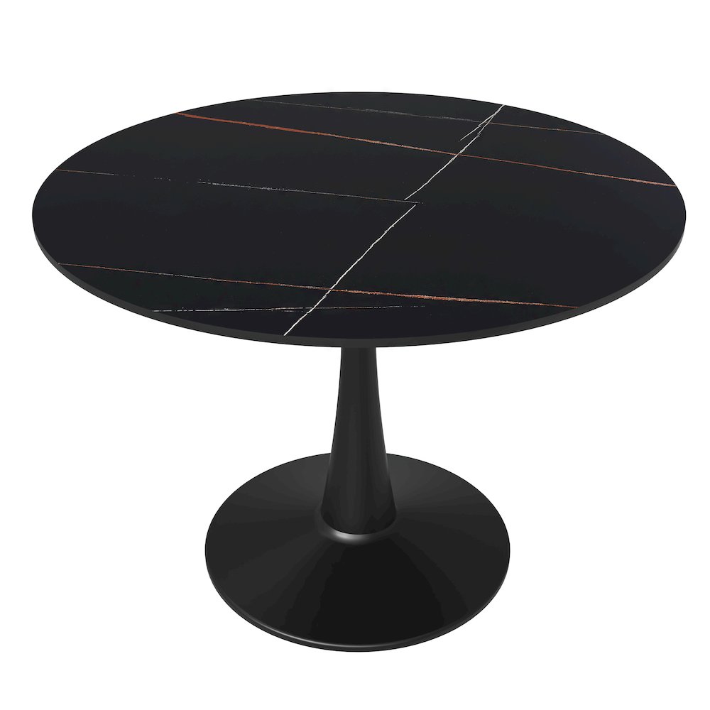 Bristol 40" round dining table Black base with Black Sintered stone Top. Picture 3