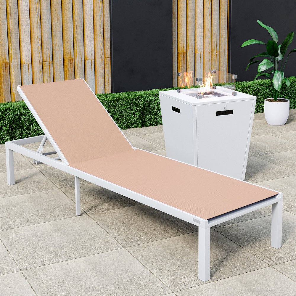Marlin Modern White Aluminum Outdoor Patio Chaise Lounge Chair. Picture 7