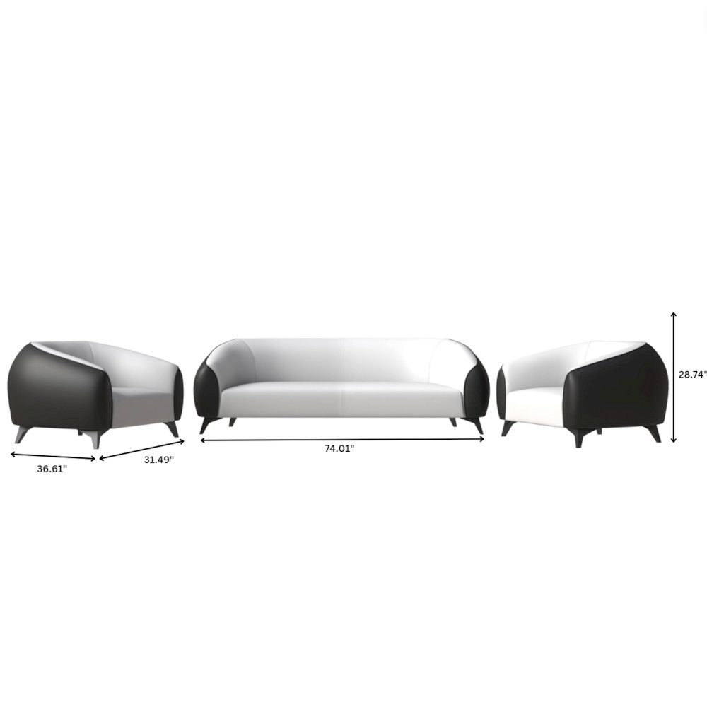 Opula Collection Sofa Set, 2 Single Seaters, and 3 seater In Black\White. Picture 10
