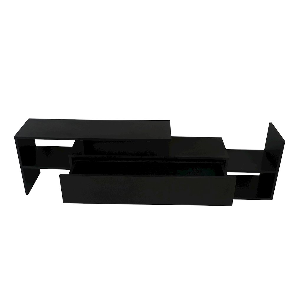 Surrey Modern TV Stand with MDF Shelves and Bookcase in Ebony. Picture 17