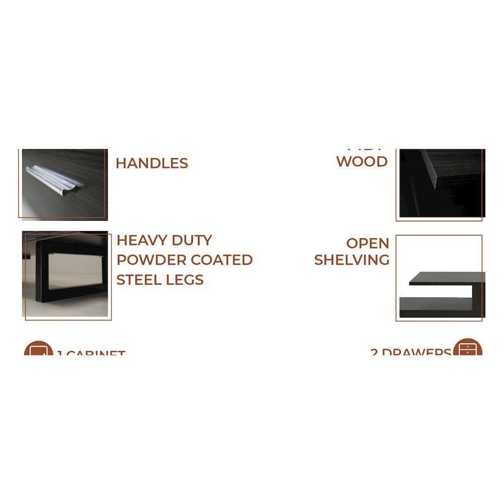 Avery Mid-Century Modern TV Stand with MDF Cabinet and Powder Coated Steel Legs. Picture 14