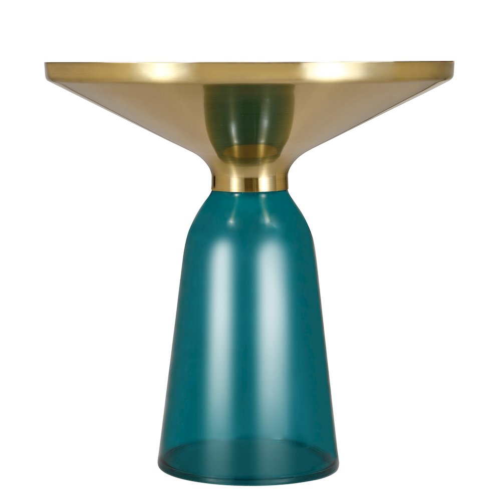 Tully Collection Glass side Table Blue glass, Gold Rim with Black Glass top. Picture 12